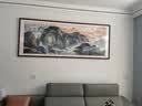 良木旭日东升山水画靠山图适合客厅东墙的挂画办公室挂画沙发背景墙画 A-旭日东升·紫气东来 120*40cm/高清微喷 雅致红木色直角实木框+油画布+有机玻璃 实拍图