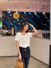 真维斯（Jeanswest）时尚减龄纯棉V领短袖t恤女2026新款爆款夏季正肩上衣小个子半袖衫 实拍图