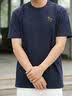 马克华菲短袖t恤男士2026夏季新款纯棉宽松体恤男高端正肩上衣 藏青 L 实拍图