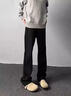 举风怪兽实验室柳叶弯刀牛仔裤男款胖子大码腿粗屁股大直筒微喇叭裤子 黑色 【高品质】 4XL 建议180-200斤收藏加购优先 实拍图