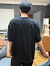 尔听美式正肩纯棉短袖男夏季重磅潮流小领口T恤潮牌宽松痞帅男生半袖 黑色 XL （120-140斤） 实拍图