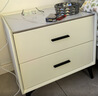 实木轻奢床头柜简约现代主卧家用迷你岩板50cm简约储物收纳柜 米白色【全实木】双抽 40*40*48cm 实拍图