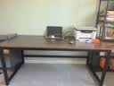 馨美凯电脑桌台式家用简易书桌办公桌简约现代工作台租房卧室学习写字桌 【单桌1.6cm厚桌面】黑架+深胡桃 长180cm*宽80cm*高74cm 实拍图