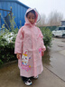 牧萌儿童雨衣带书包位男童女童女孩全身防水学生雨披 粉色兔子 2XL 实拍图