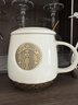 星巴克（Starbucks）杯子陶瓷马克杯经典黑白情侣咖啡水杯带盖勺大容量家用礼物盒装 白色单杯+金色勺子+瓷盖 实拍图