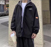 鲁宾克外套男士春秋季潮牌宽松休闲假两件连帽工装夹克美式棒球服上衣服 NJN-152黑色 XL (建议体重125-135斤) 实拍图