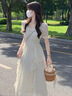 欧迪惠（Oudihui）新款连衣裙2026年夏季女装衣服收腰显瘦温柔风法式雪纺裙子女夏天 米白色 L 实拍图