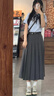 百图betu女装秋季新款半身裙简约显瘦百褶裙高腰半身裙女2308T60 深灰 L 实拍图
