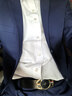 罗蒙（ROMON）西服套装男士小西装外套职业正装修身休闲伴郎服藏青色XL 实拍图