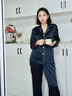 桑罗（SANGLUO）明星同款玻尿酸真丝睡衣套装女条纹可外穿家居服女七夕情人节礼物 藏青色【条纹嵌条】 2XL 实拍图
