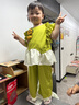 女童夏季套装2026新款洋气3-6儿童衣服短袖花朵小女孩两件套1-3岁 绿色 薄款 130 cm 实拍图