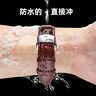 万晨Woalmorn手表带男女真皮表带代用天梭浪琴卡西欧天王欧米茄万国dw皮表带 棕色-黄金蝴蝶双按扣20mm 实拍图