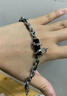 蔓笙[刻字]星芒十字架手链男潮嘻哈双层叠戴男士手链小众男生手环礼物 黑色款 实拍图