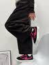 归蓝闪电帆布板鞋子男女款秋季透气情侣运动厚底增高百搭休闲面包潮鞋 黑粉 42 实拍图