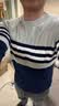 【新疆棉】纯棉毛衣男秋冬宽松圆领百搭休闲全棉条纹针织衫打底衫 藏青色 M 建议90-110斤 实拍图
