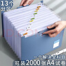 西语A4立式风琴包多层手提风琴文件资料夹学生用试卷资料分类收纳袋书立书夹合同票据档案收纳盒 横款/浅蓝/可装2000张 实拍图