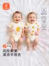 贝瑞加（Babyprints）婴儿上衣2件装新生儿短袖半背衣初生宝宝夏装A类纯棉柔软 黄59 实拍图