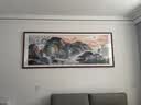 良木旭日东升山水画靠山图适合客厅东墙的挂画办公室挂画沙发背景墙画 A-旭日东升·紫气东来 120*40cm/高清微喷 雅致红木色直角实木框+油画布+有机玻璃 实拍图