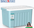 SPACEXPERT 衣物收纳箱特大号塑料整理箱车载储物箱80L蓝色 1个装 带轮 实拍图