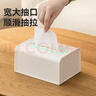 京东京造白方方 洗脸巾收纳盒客厅茶几卫生间车载仿皮纹方形带弹簧抽纸盒 实拍图