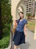 茵曼（INMAN）茵曼复古蕾丝拼接牛仔半身裙26夏女新款棉麻松紧腰裙深牛仔蓝M 实拍图