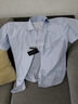 罗蒙短袖衬衫男士2026夏季新款商务职业上班修身条纹休闲免烫衬衣上衣 DC625蓝细条【短】 3XL (42) 实拍图