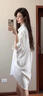 浪莎睡衣女夏季冰丝薄款高级感女情调慵懒男友风性感家居服睡裙 白色L 实拍图