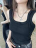莫代尔黑色u型美背自带胸垫背心女夏季内搭无袖t恤外穿辣妹短款上衣 实拍图