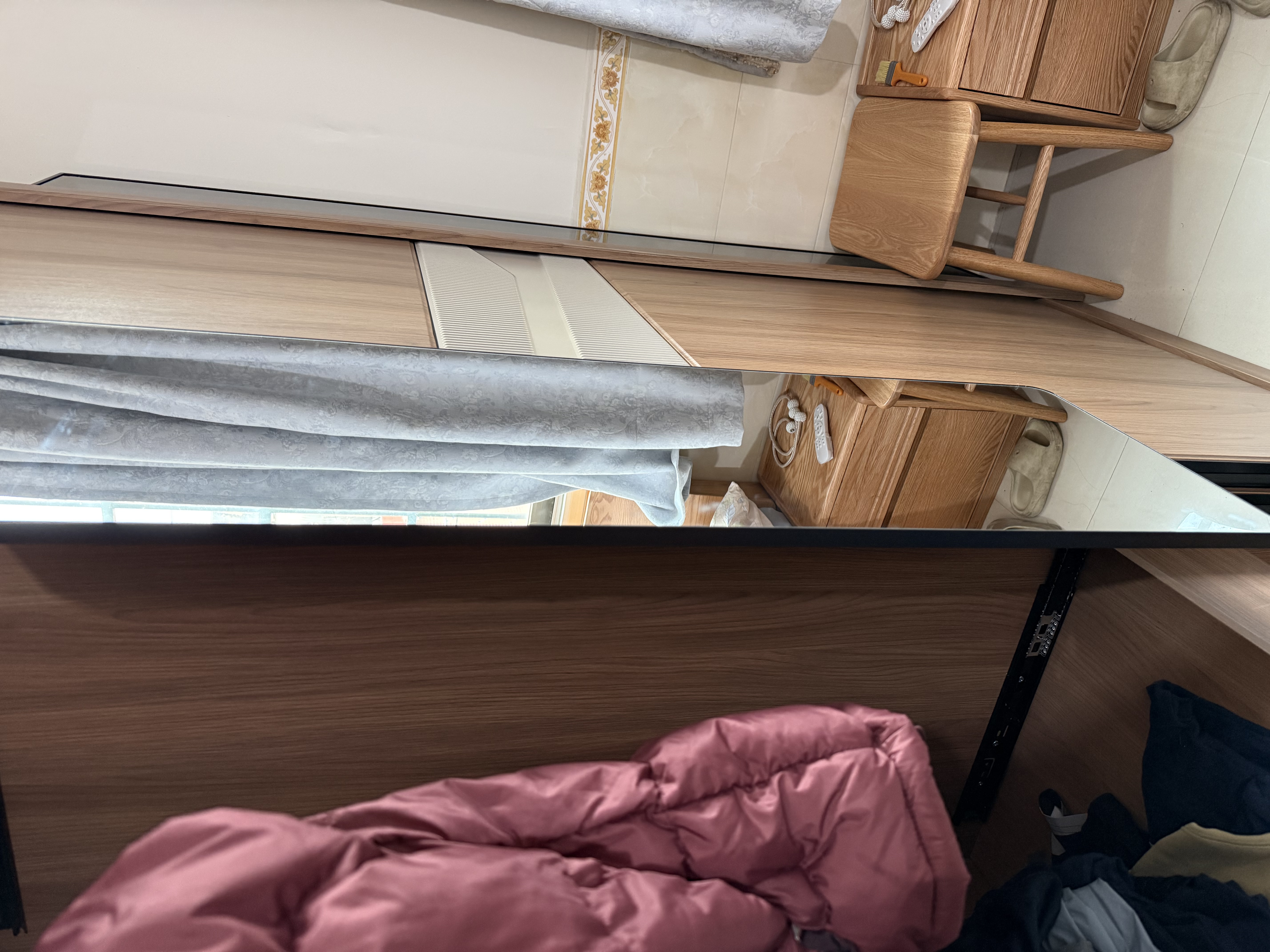 小匠材衣柜全身镜隐形对开门内置隐藏式折叠穿衣镜推拉门35*110黑 实拍图