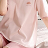 都市丽人女士睡衣女100%纯棉短袖短裤春夏季带胸垫全棉女士家居服女可外穿 实拍图