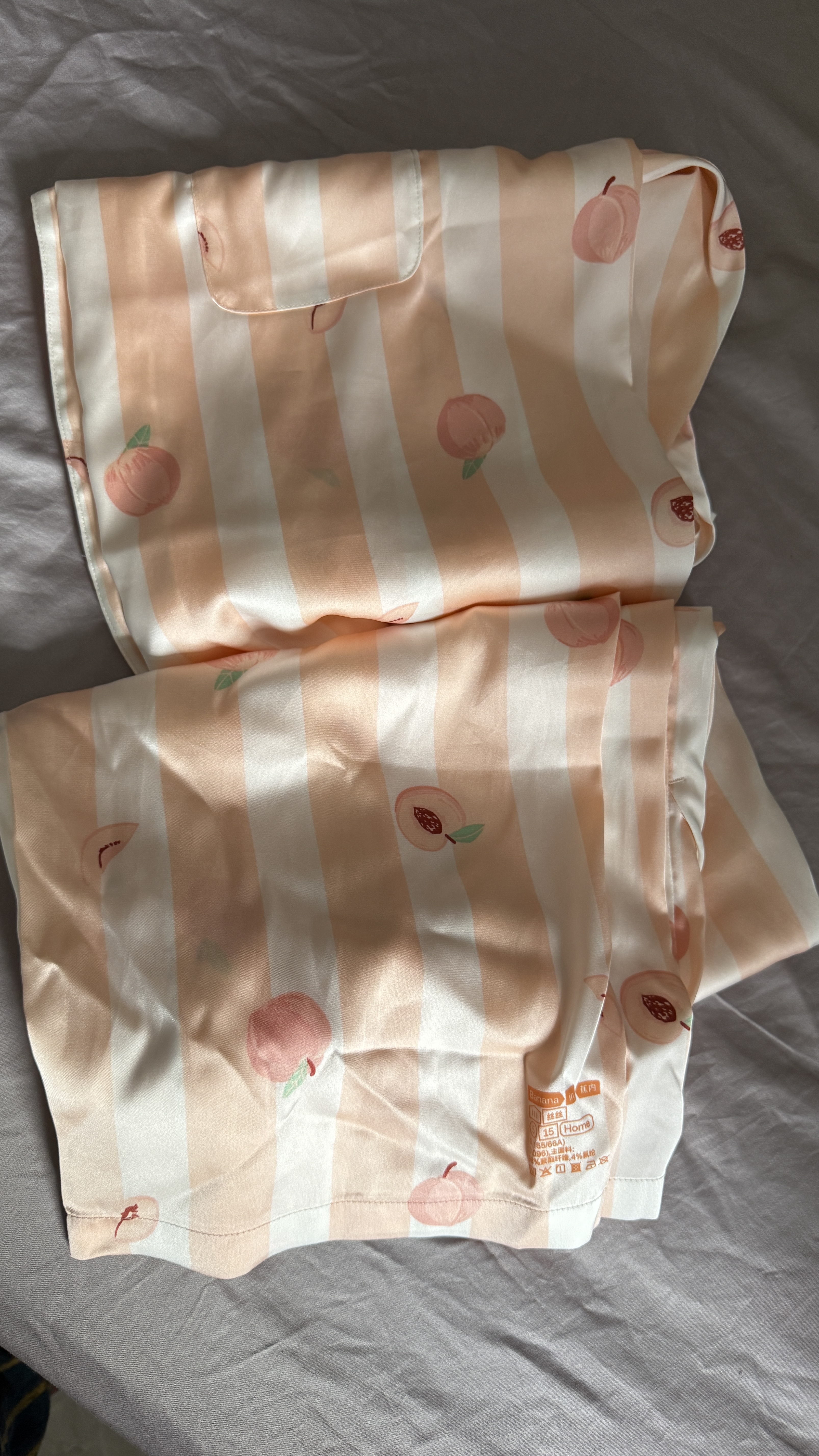 蕉内515H好好吃睡衣女士丝质缎面丝滑光泽印花短袖可外穿情侣家居服女 实拍图