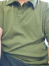 班尼路美式polo衫男款夏季潮牌华夫格宽松大码短袖男士重磅翻领上衣服潮 【华夫格】-军绿#纯色 XL 【肌理质感 亲肤透气】 实拍图