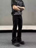 举风怪兽实验室柳叶弯刀牛仔裤男款胖子大码腿粗屁股大直筒微喇叭裤子 黑色 【高品质】 4XL 建议180-200斤收藏加购优先 实拍图