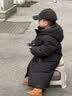 迷你巴拉（minibala）儿童羽绒服加长加厚男女童防风保暖亲子儿童羽绒外套【防水透湿】 熊猫黑色 【防水透湿】 120 【充绒量134.4g】 实拍图