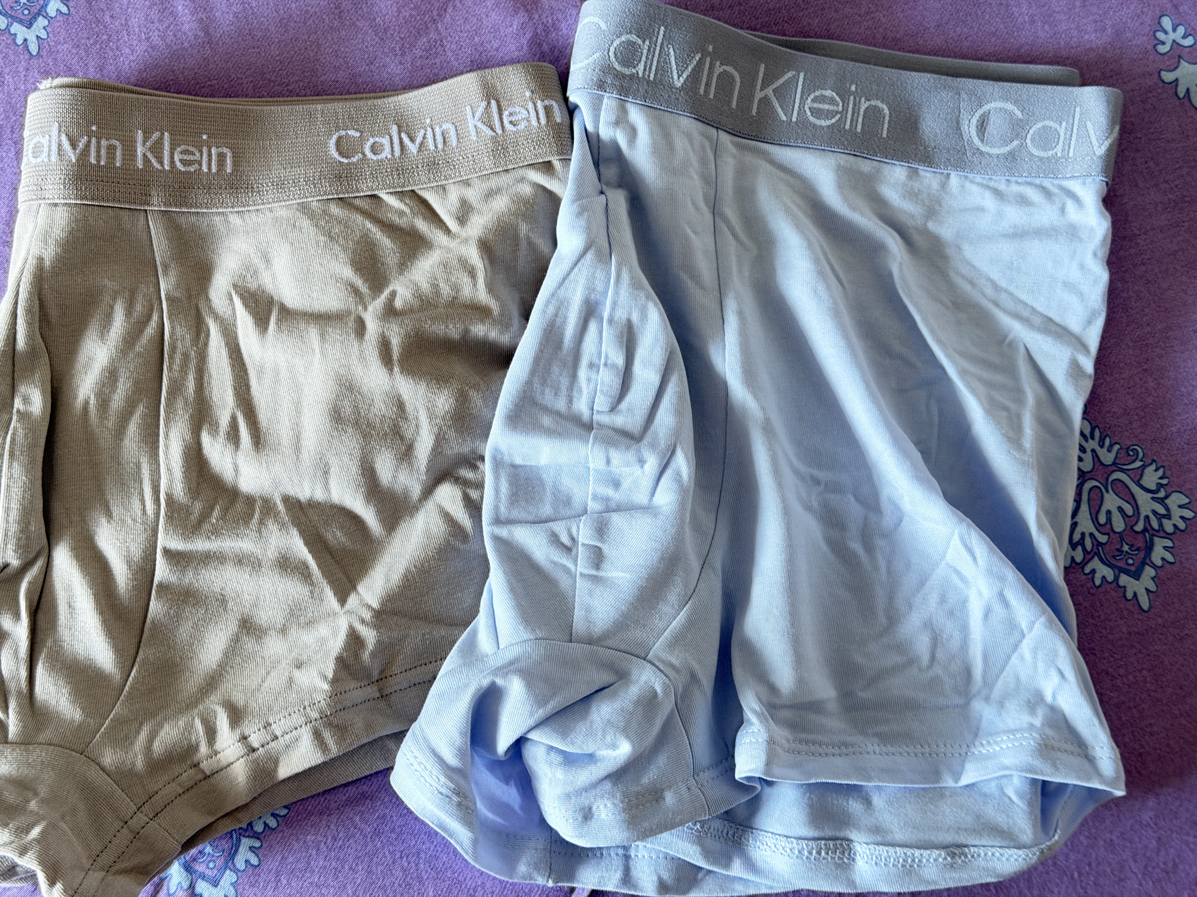 Calvin Klein内衣【吴晗同款】男士三条装ck低腰棉质透气防夹臀四角平角内裤男 U26648DL-太空黑/虹蓝/米白 3条 M 实拍图