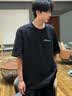 尔听美式正肩纯棉短袖男夏季重磅潮流小领口T恤潮牌宽松痞帅男生半袖 黑色 XL （120-140斤） 实拍图