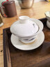 金镶玉羊脂玉瓷三才盖碗功夫茶具白瓷泡茶碗陶瓷敬茶碗墨岳130ml 实拍图