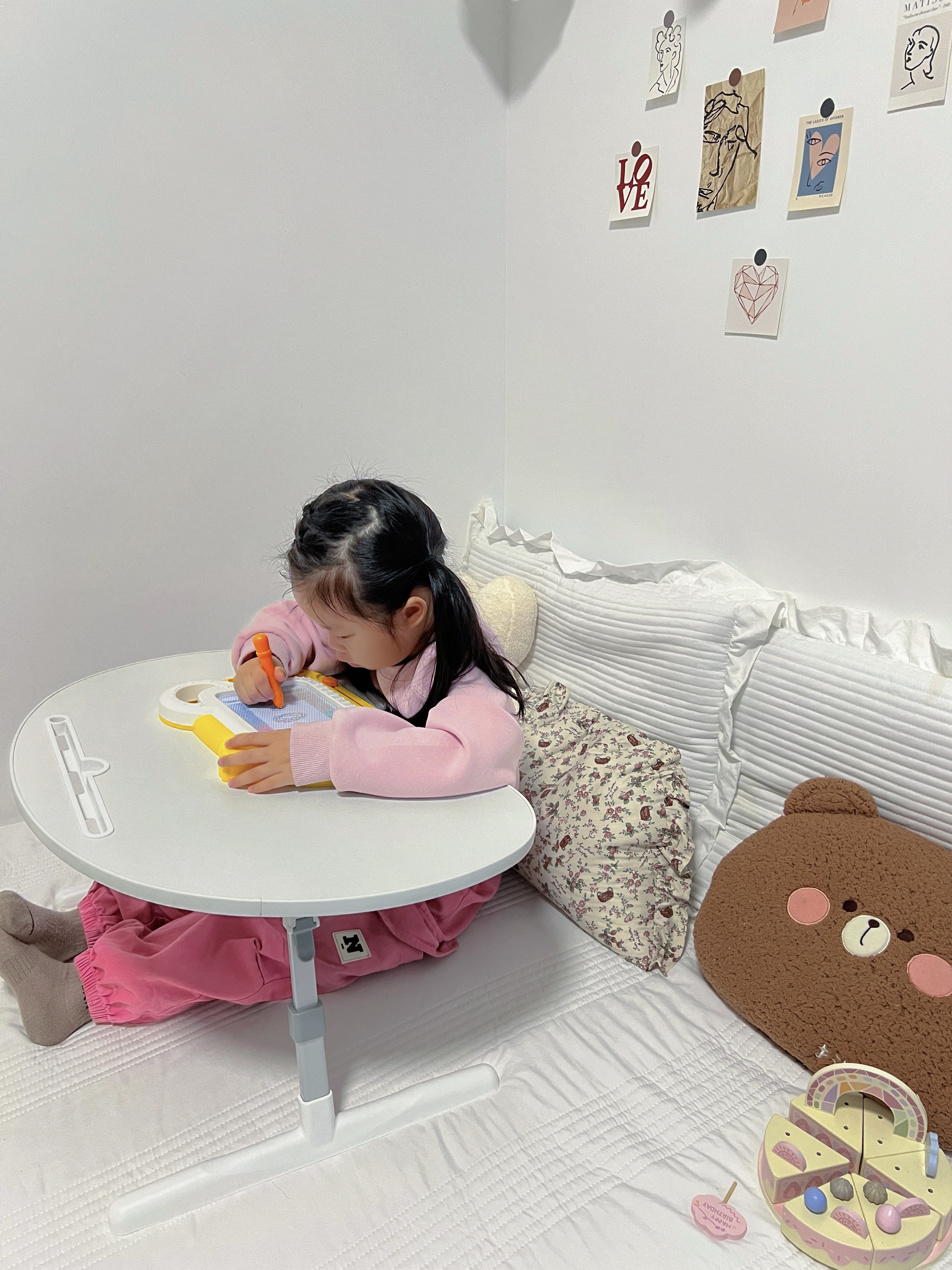 木双福阅读架花生桌儿童阅读支架书架宝宝桌子绘本桌可升降学习床上桌 实拍图