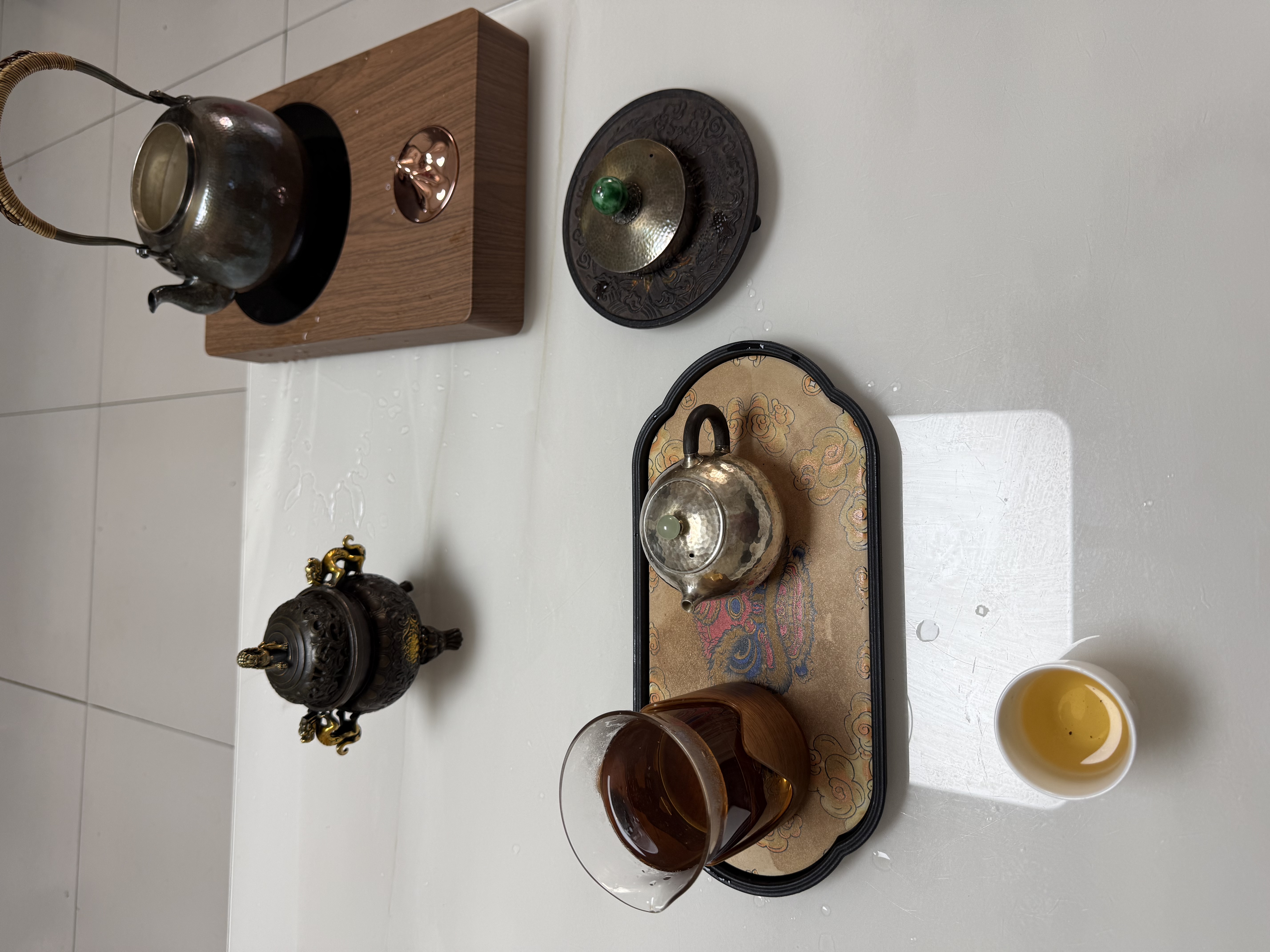 三界观山电陶炉保温煮茶器家用养生烧水泡茶壶小型静音电茶炉功夫茶专用烧水炉办公室时尚礼品茶具套装 观山-胡桃色 实拍图