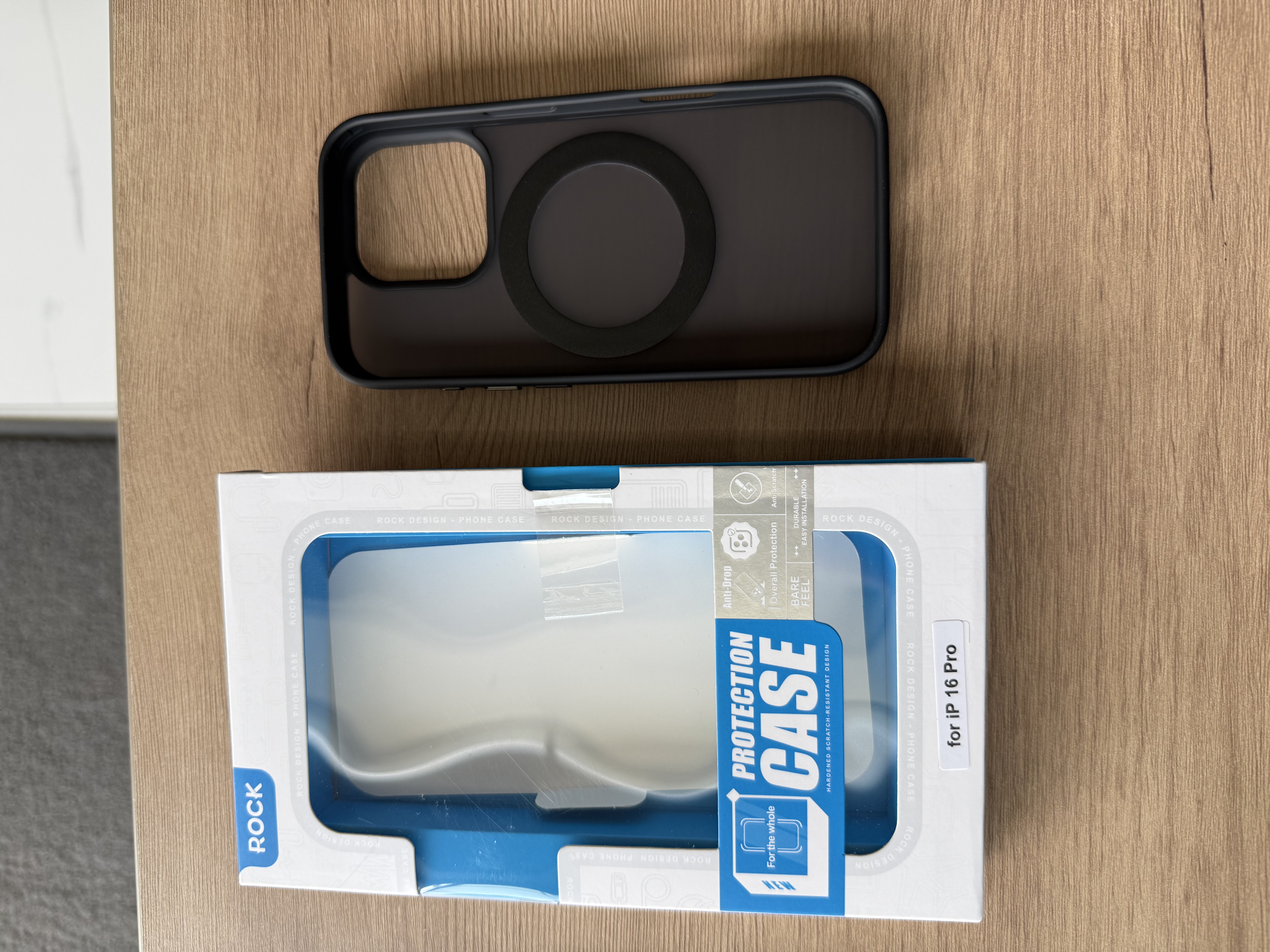 ROCK适用苹果16 Pro手机壳iPhone16 Pro保护套Magsafe磁吸旋转支架防摔全包铝合金半透简约男女款黑色 实拍图