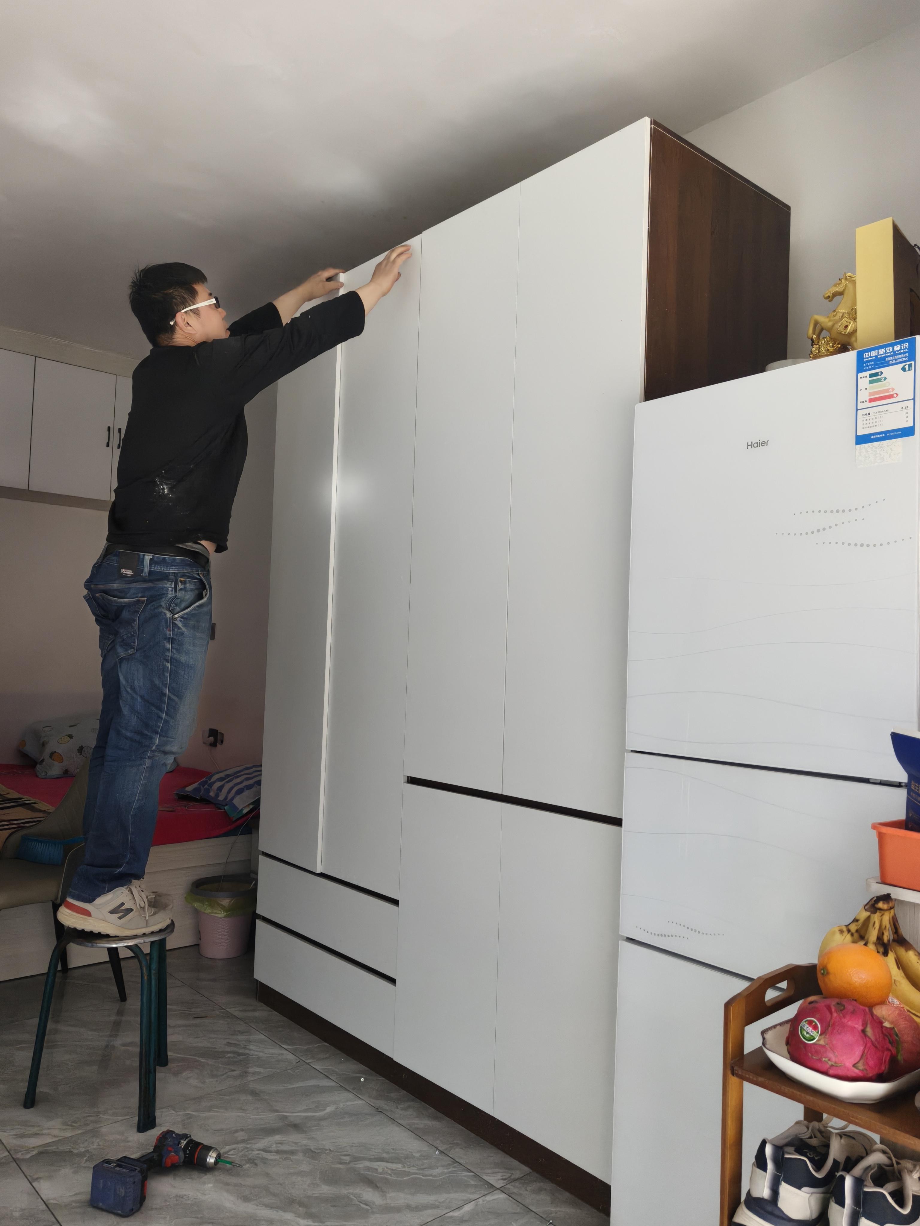 志磊ENF级 衣柜卧室轻奢大衣柜带抽屉家用大储物收纳柜子 【四门】1.6米衣柜+顶柜 实拍图