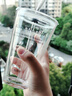 水杯玻璃杯吸管杯女高颜值可爱便携耐热仙女杯创意双饮杯随手杯子 450ml黑色字母+盖子+玻璃吸管 1只 实拍图