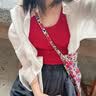 尤克达蒂（yookdd）挂脖工字吊带背心女带胸垫复古港风纯欲辣妹修身显瘦U领红色打底 挂脖吊带【酒红色】95-120斤 晒单实拍图