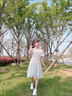 G.duck童装女童连衣裙夏季儿童公主裙韩版时尚23新款小女孩泡泡袖雪纺裙 白色 160 尺码13~14岁【150-160cm】 实拍图