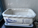裕轩堂 有孔陶瓷花盆多肉植物白色创意简约风格长方形桌面地面绿植盆 长方形-山水情（带塑料托盘） 大号 实拍图