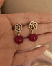 黛若红色珍珠耳环925银耳钉女小香风秋冬耳坠过年喜庆蚊香盘耳饰 实拍图