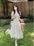 欧迪惠（Oudihui）新款连衣裙2026年夏季女装衣服收腰显瘦温柔风法式雪纺裙子女夏天 米白色 L 实拍图