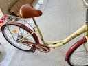 凤凰（Phoenix）自行车女款老式城市通勤新型省力轻便实心胎变速上班代步复古单车 省力全轴承【双层铝合金轮】芭蕾黄 26寸充气胎【身高1.55-1.85米】 实拍图