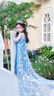 迪牧欧女童冰雪奇缘爱莎公主裙子春装儿童生日礼服艾莎原版拖尾连衣裙子 蓝色长裙 160 实拍图