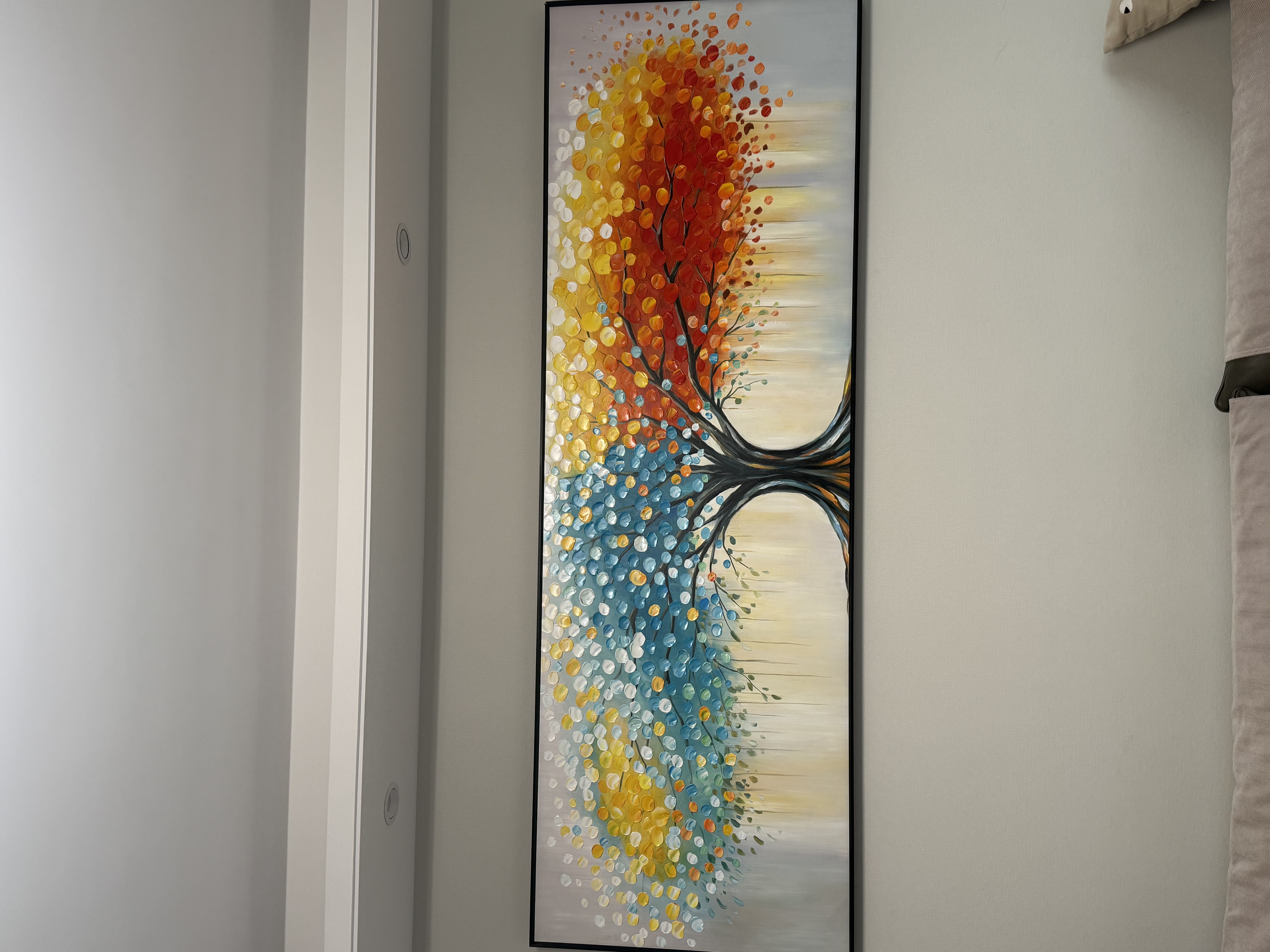 墨派（Mopai）手绘油画客厅装饰画肌理画沙发背景墙挂画奶油风横幅抽象大气壁画 金树招财 210x70cm手绘油画 实拍图